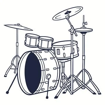 Musical Drum Kit Flat Vector Illustration Stock Illustration