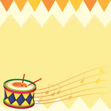 A musical drum with musical notes Ilustração Stock