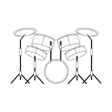 Musical drums set icon , flat design Stock Illustration