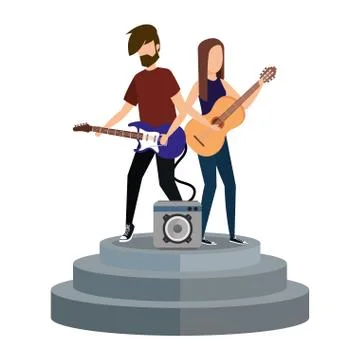 Musical duet on circular stage Stock Illustration