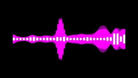 Musical element with rhythmical motion, pink sound waves white bars on black Stock Footage 262658455