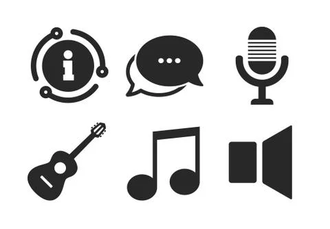 Musical elements icon. Microphone, Sound speaker. Vector Stock Illustration