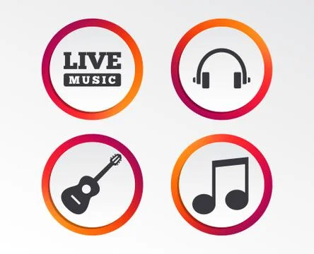 Musical elements icon. Music note and guitar. イラスト素材