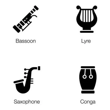 Musical Equipments Solid Vectors Pack Stock Illustration