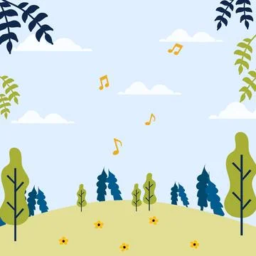 Musical Forest Landscape Illustration