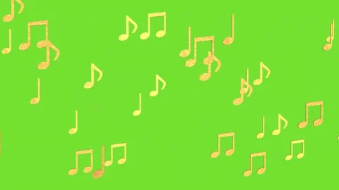 Musical golden notes on a green screen . The concept of music and music school. Stock Footage 237453590
