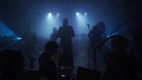 A musical group performs in club Stock Footage 127615329