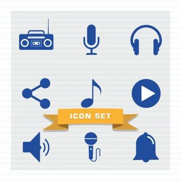 Musical icon set flat style. Stock Illustration