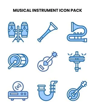 Musical Instrument Two Colour Graphics Icons Pack Stock Illustration