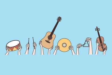 Musical instruments and creative arts concept 库存插图