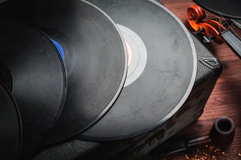 Musical instruments and old objects Foto stock