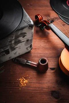 Musical instruments and old objects Foto stock