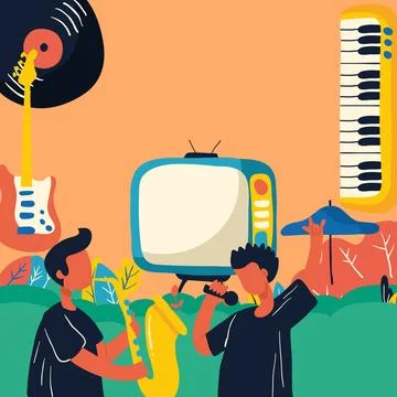 Musical Instruments Arrangement Stock Illustration