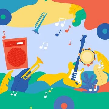 Musical Instruments Arrangement Иллюстрация