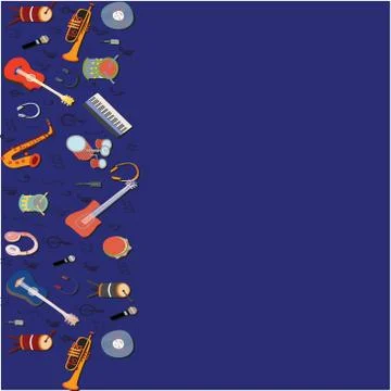 Musical instruments border Stock Illustration