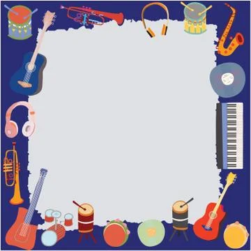 Musical instruments border Stock Illustration