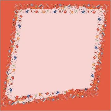 Musical instruments border Stock Illustration