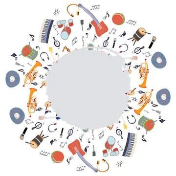Musical instruments border Stock Illustration