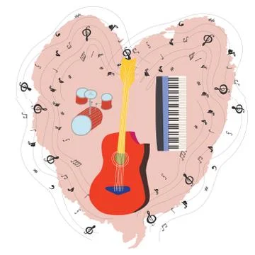Musical instruments border Stock Illustration