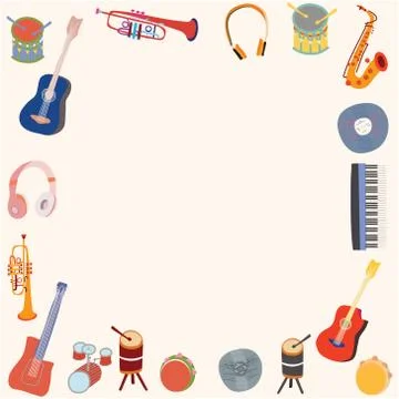 Musical instruments border Illustrazione stock