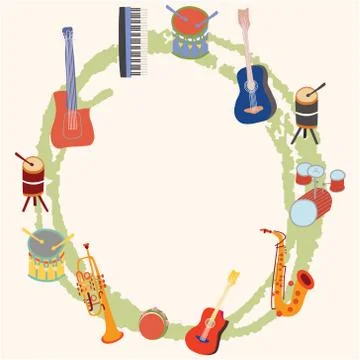 Musical instruments border Stock Illustration