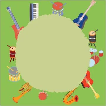 Musical instruments border Illustrazione stock