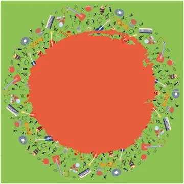 Musical instruments border Stock Illustration