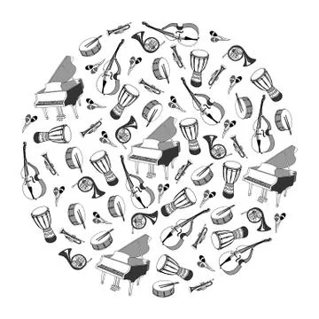 Musical Instruments Card 库存插图