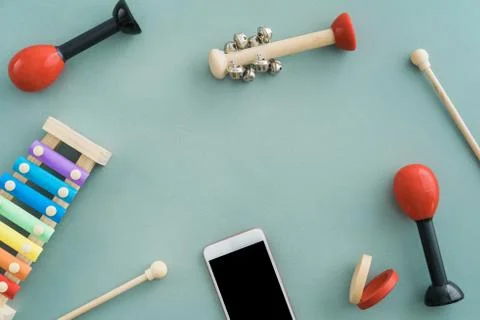 Musical instruments collection Stock Photos