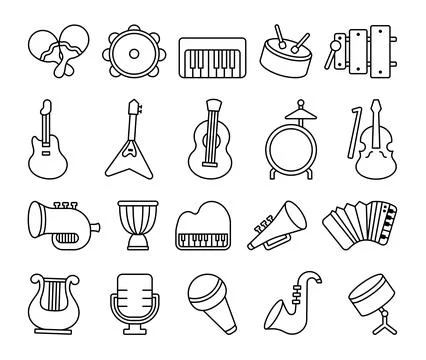 Musical instruments. Coloring Page. 스톡 일러스트