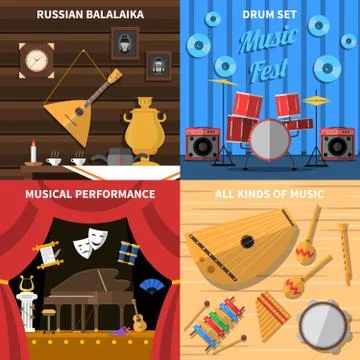 Musical Instruments Concept Icons Set Stock Illustration