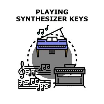 Musical instruments creating sound with synthesizer playing Stock Illustration