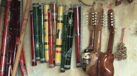 Musical Instruments in Ecuador Stock Footage 296436