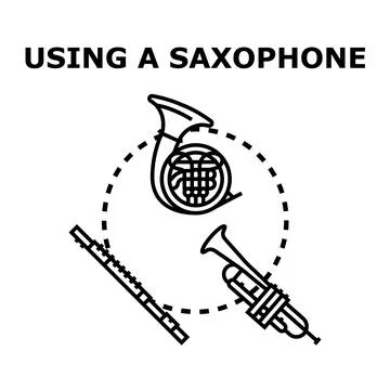Musical instruments flat line icons concept Stock Illustration