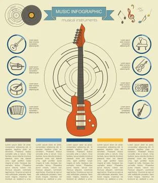 Musical instruments graphic template. All types of musical instruments infogr Stock Illustration