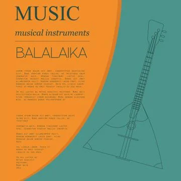 Musical instruments graphic template. Balalaika. Illustrazione stock