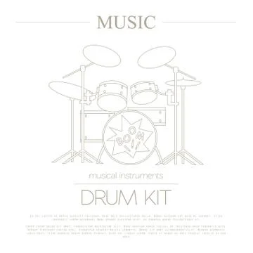 Musical instruments graphic template. Drumkit. Illustrazione stock
