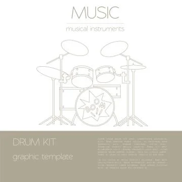 Musical instruments graphic template. Drumkit. Stock Illustration