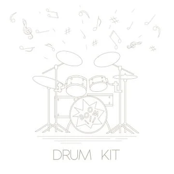 Musical instruments graphic template. Drumkit. Illustrazione stock