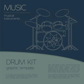 Musical instruments graphic template. Drumkit. Stock Illustration