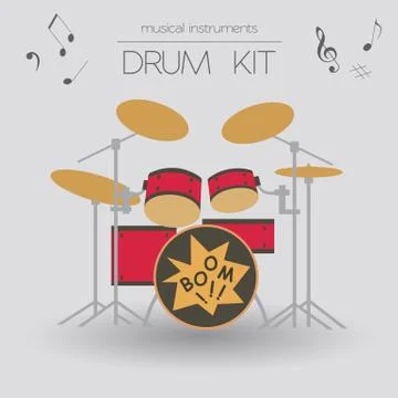 Musical instruments graphic template. Drumkit. Stock Illustration
