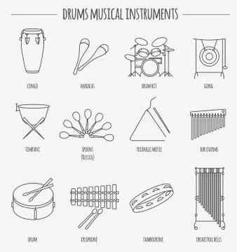 Musical instruments graphic template. Drums. Stock Illustration