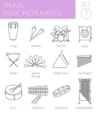 Musical instruments graphic template. Drums. Stock Illustration