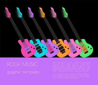 Musical instruments graphic template. Electric guitar Illustrazione stock