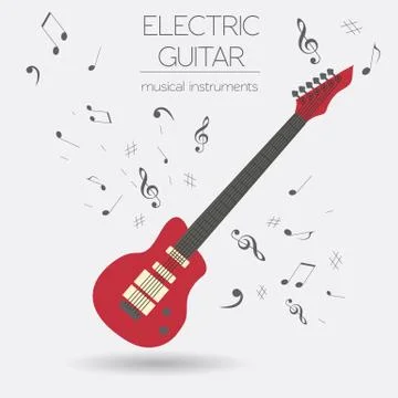 Musical instruments graphic template. Electric guitar Ilustración de archivo