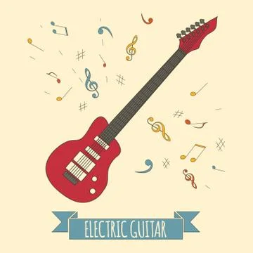 Musical instruments graphic template. Electric guitar Illustrazione stock