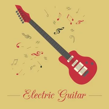Musical instruments graphic template. Electric guitar Stock Illustration