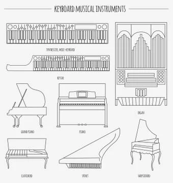 Musical instruments graphic template. Keyboard Stock Illustration