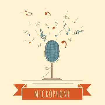 Musical instruments graphic template. Microphone Illustrazione stock