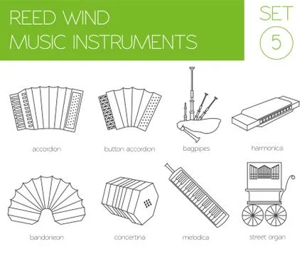 Musical instruments graphic template. Reed wind. Stock Illustration